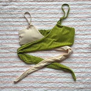 Shein color block bathing suit top (small)